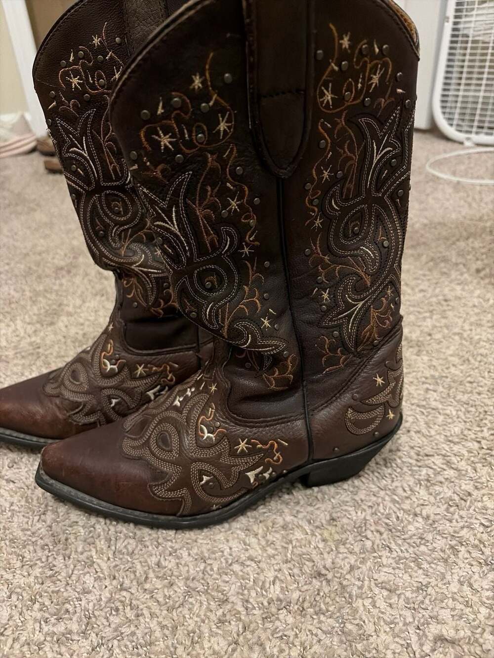 Roper RCS2030 Embroidered Studded Leather Cowboy Boots